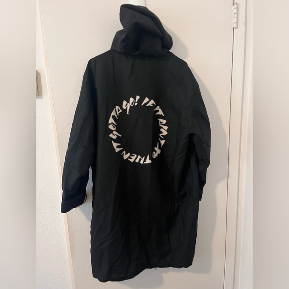 H&M The Weeknd Collab XO Black Parka Trench Windbreaker Rain Jacket Zip - Picture 3 of 12